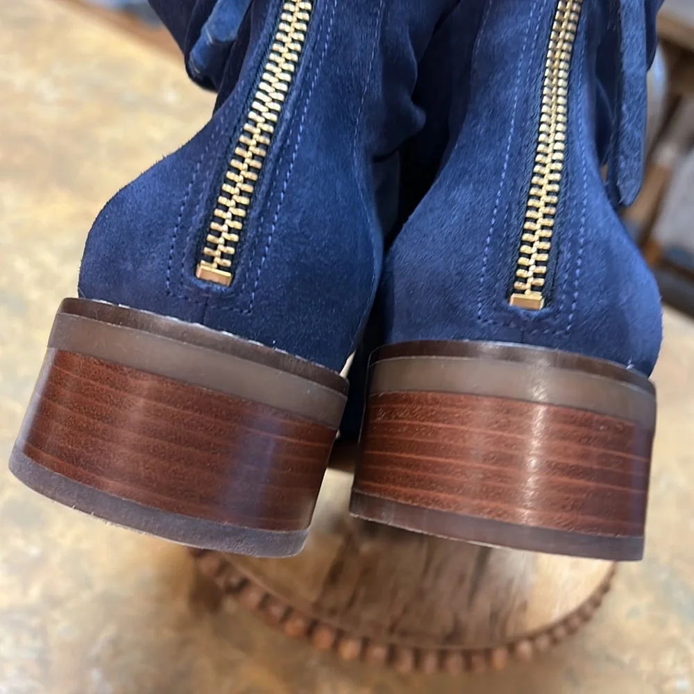 Cole Haan Blue Suede Ankle Booties with Side-Zip - Picture 10 of 13